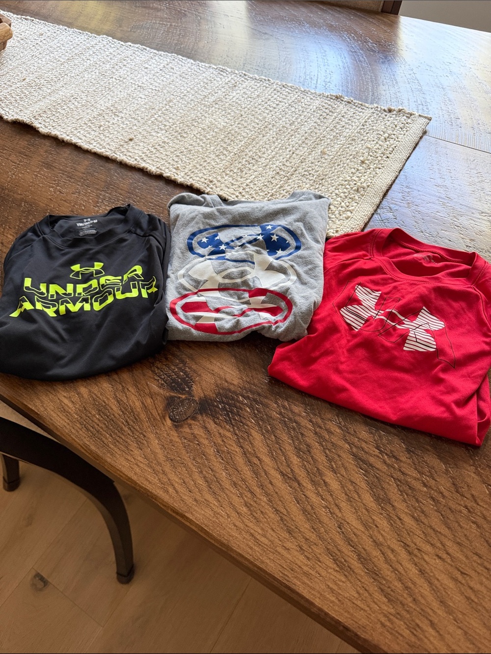 Under Armour Kids Short-Sleeve Tees in Black, Gray & Red